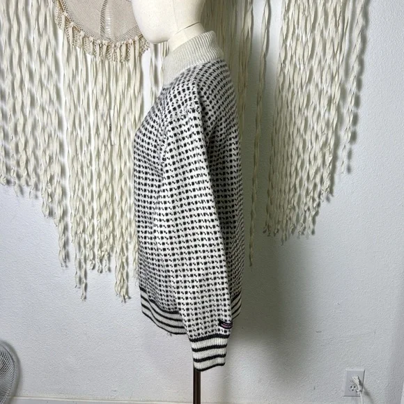Norwool Wool Quarter Zip Pullover Sweater Black and Ivory Size Large - Picture 11 of 12